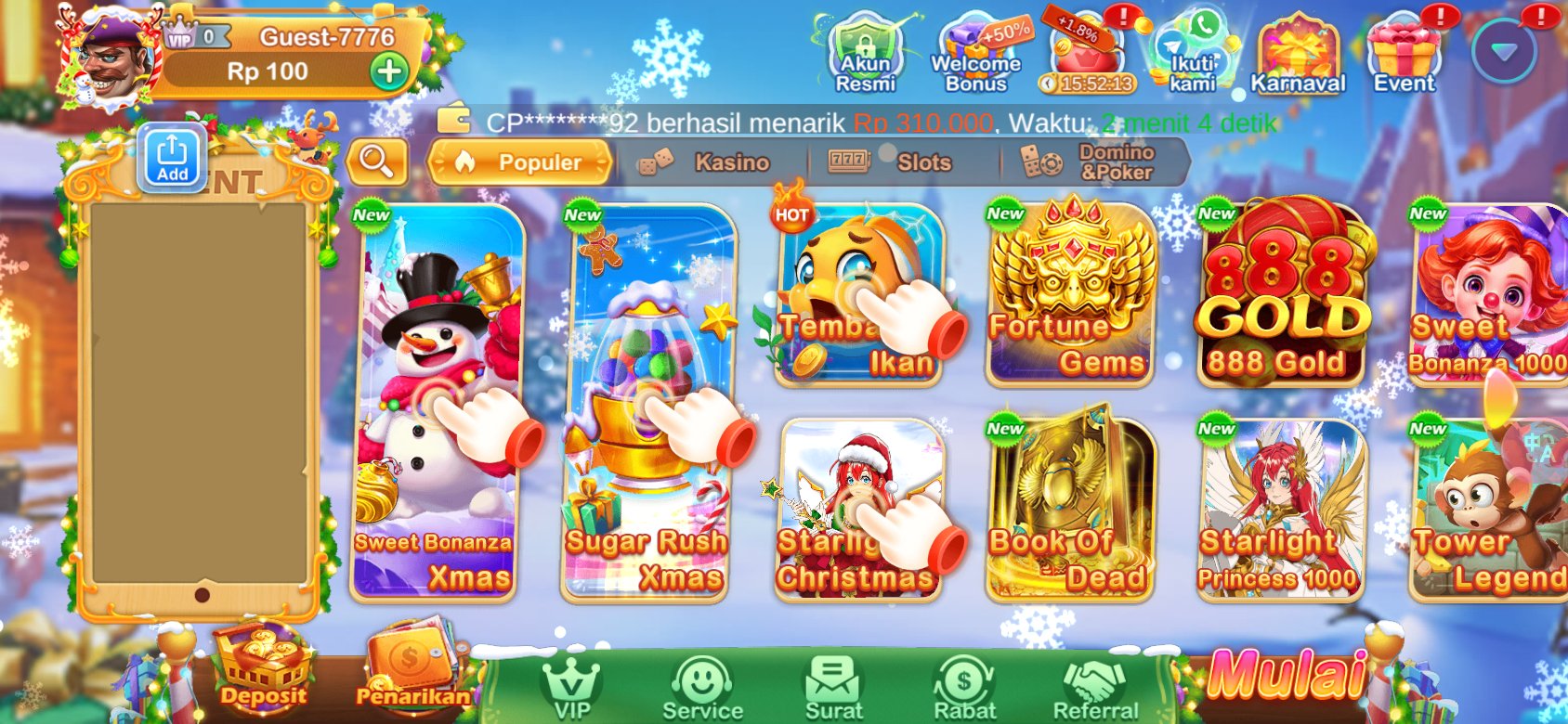 Daftar slot unggulan di PT777, mulai dari Sweet Bonanza Xmas hingga Temba Ikan, siap dimainkan.